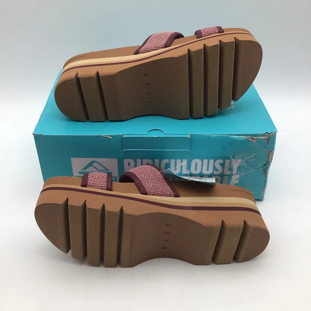 Reef Cushion Vista Higher Burgundy Platform Sandals CJ8149 Womens Size 9 NEW
